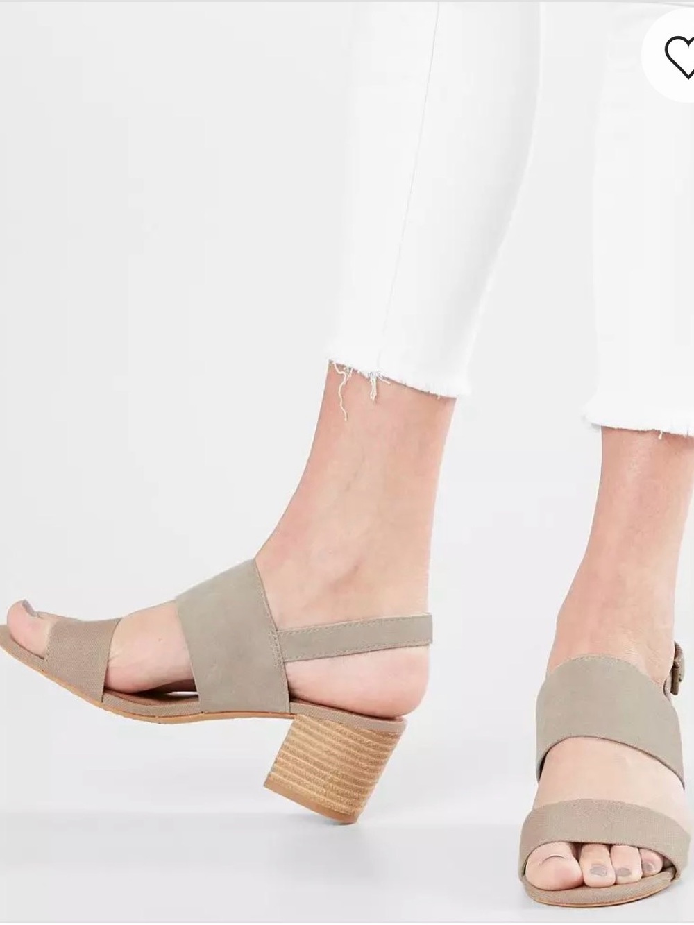 TOMS Poppy Leather Block Heel Sandal Taupe Size 6.5